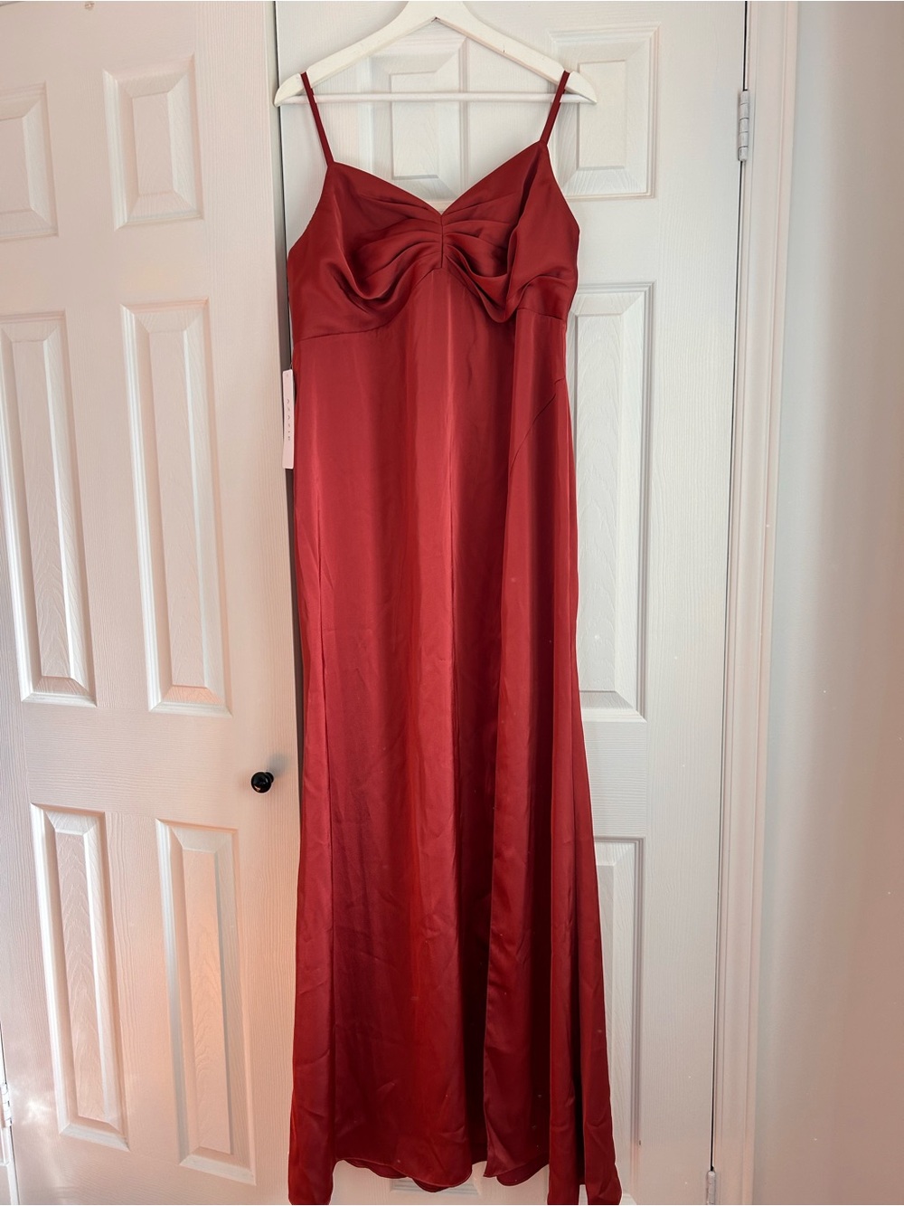 Azazie terracotta Satin Maxi Dress in satin